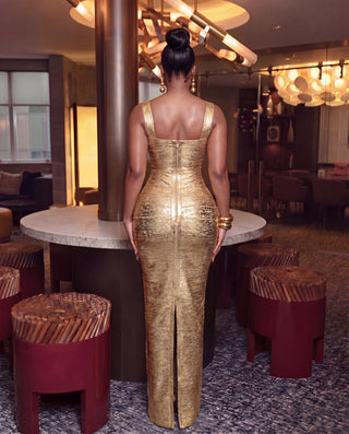 Ronelle Gold Bandage Dress