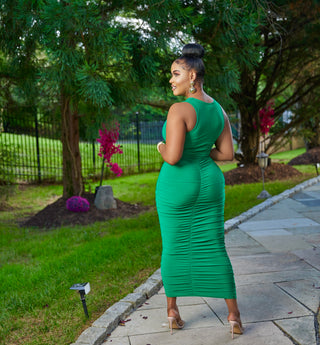 GREEN RALENE RUCHED DRESS