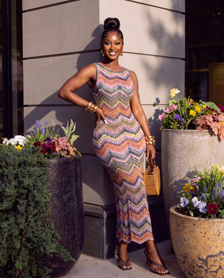 Multicolor Chevron maxi dress