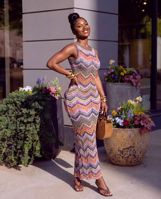 Multicolor Chevron maxi dress