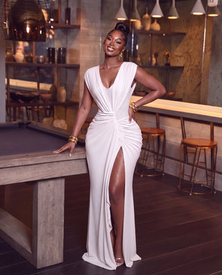Gathered Detail Drape Gown
