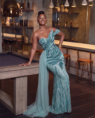Luxury One Shoulder Sequin Dress