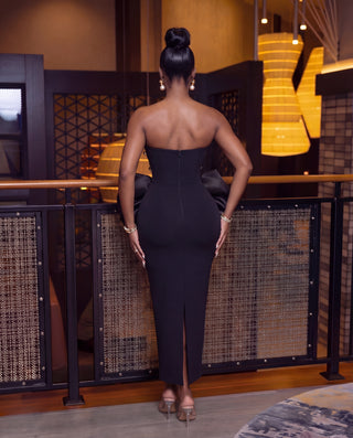 Willatte Bow Crystal Strapless Bandage Dress