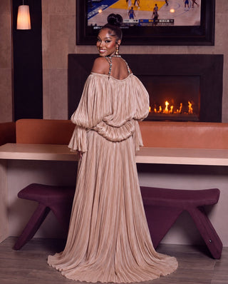 Kimalla Dramatic Sleeve Tassel Maxi Dress