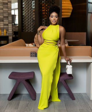 Sundial High Waist Slit Maxi skirt set