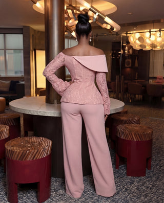 Rosy Double-breasted Blazer set