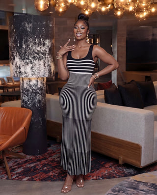 Tina Sleeveless Stripe Long Dress