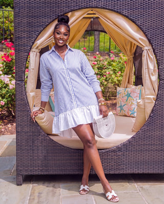 Striped Button Down Shirt Dress