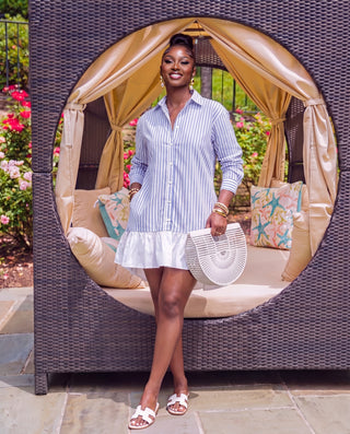Striped Button Down Shirt Dress