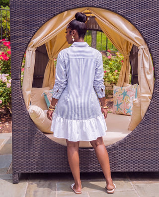 Striped Button Down Shirt Dress