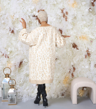 Animal Print Leopard Cardigan Duster Open Front Long