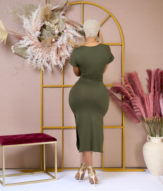 Ribbed Jersey midi dress