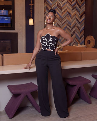 Black bow applique set