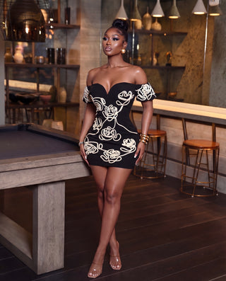 Embroidered Pattern Squiggle Dress