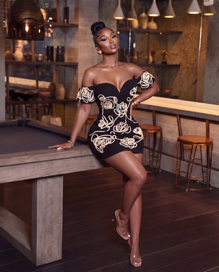 Embroidered Pattern Squiggle Dress