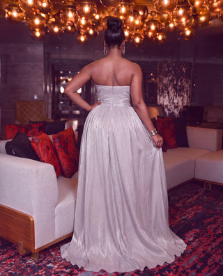 Silver Sculpted Evening Gown