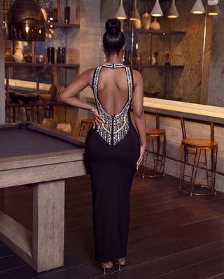 BARA CRYSTAL OPEN BACK GOWN