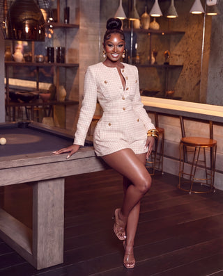Fallon Long Sleeve Tweed Romper