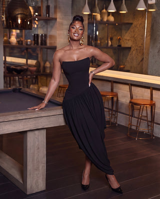 Kamili Black Asymmetrical Hem Maxi Dress Small