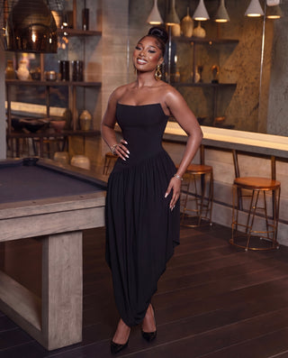 Kamili Black Asymmetrical Hem Maxi Dress