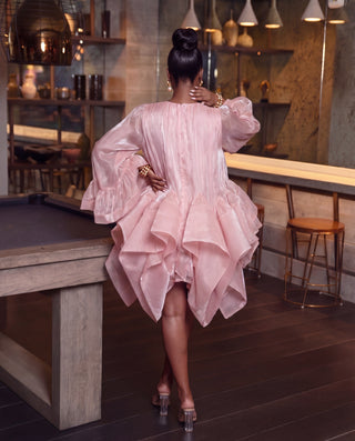 Sarolta Pink Glossy Ruched  Dress