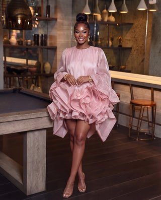 Sarolta Pink Glossy Ruched  Dress