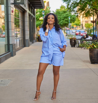 BLUE BUTTON DOWN 2 PIECE SET