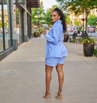 BLUE BUTTON DOWN 2 PIECE SET