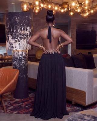 Donella Gold Circle Cutout maxi dress