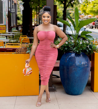 Ava Ruched Midi Dress