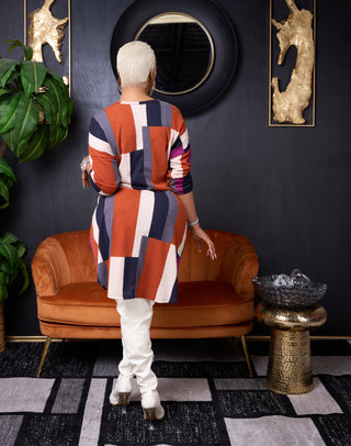 Yasin color blocked pocket midi dress