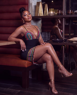 Monica sculpture multicolor stone dress