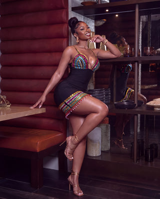 Monica sculpture multicolor stone dress