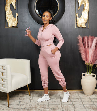 Corset-Like Hoodie Jacket and Jogger Pants Set