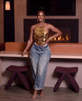 Rare statement gold sequin  top