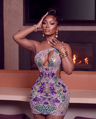 Lovely Crystal mesh backless dress