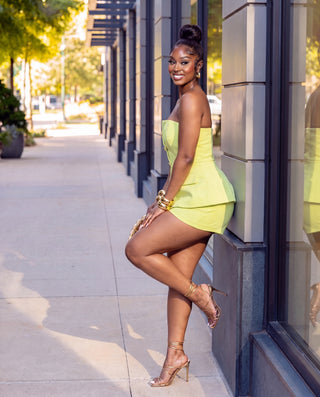 Matilda Two-Piece Tailored Bustier Top and Short Set