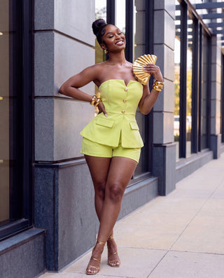 Matilda Two-Piece Tailored Bustier Top and Short Set