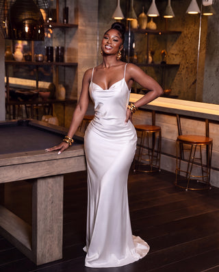 IOLA SATIN OPENBACK MAXI DRESS
