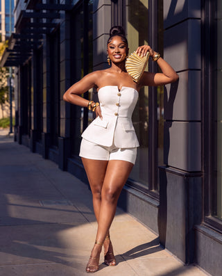 Matilda Two-Piece Tailored Bustier Top and Short Set