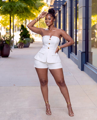 Matilda Two-Piece Tailored Bustier Top and Short Set