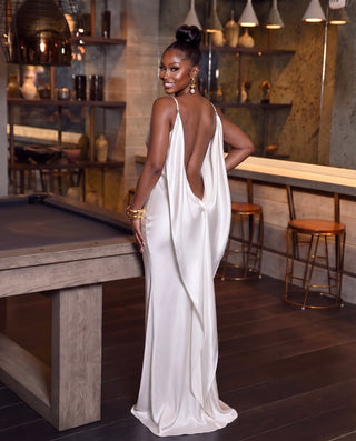 IOLA SATIN OPENBACK MAXI DRESS