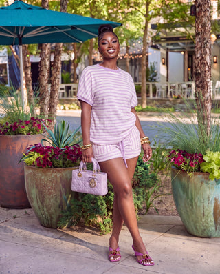 Striped Loose Top & Shorts Set