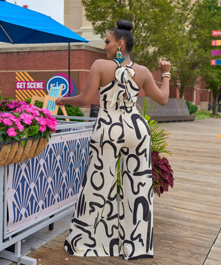BRUSH STROKES TIES JUMPSUIT