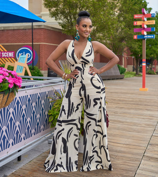 BRUSH STROKES TIES JUMPSUIT
