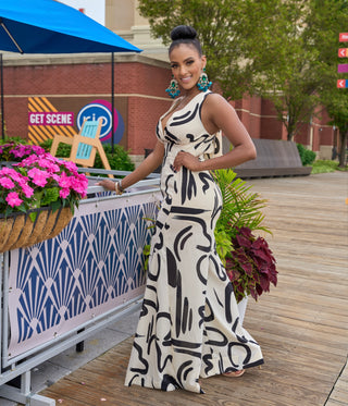 BRUSH STROKES TIES JUMPSUIT