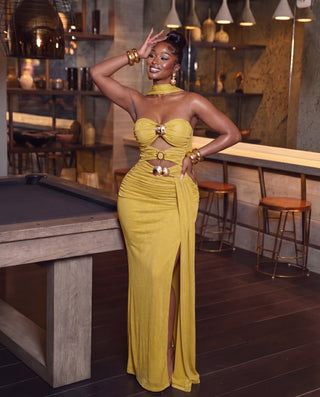 Jade goddess glam maxi dress
