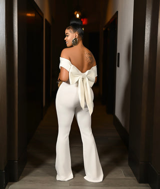 Satin And Techno Crepe Contast Jumpsuit