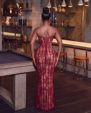 Dina Burgundy maxi dress