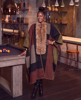 PLUSH FAUX FUR CAPE